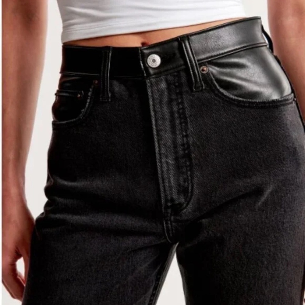 Abercrombie & Fitch Mixed Fabric Black High Rise Jeans